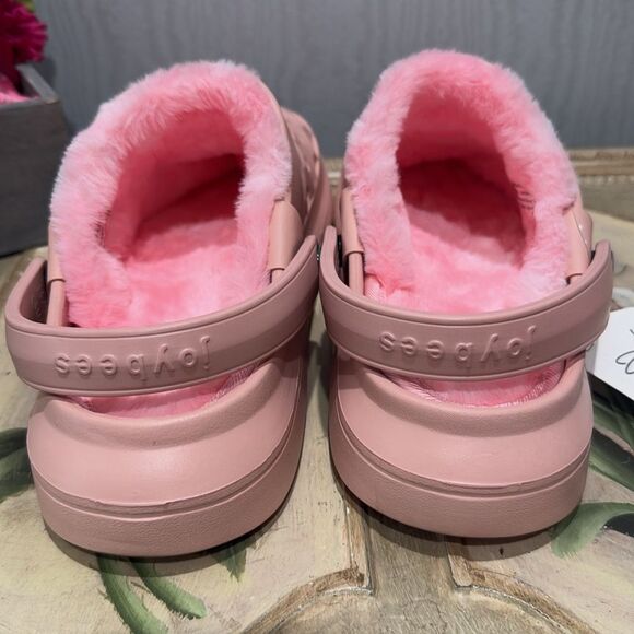 Joybees Pink Plush Lined Clogs Faux Fur Lined Women’s Sz 11 Men’s Sz 9 NWT - Picture 7 of 12